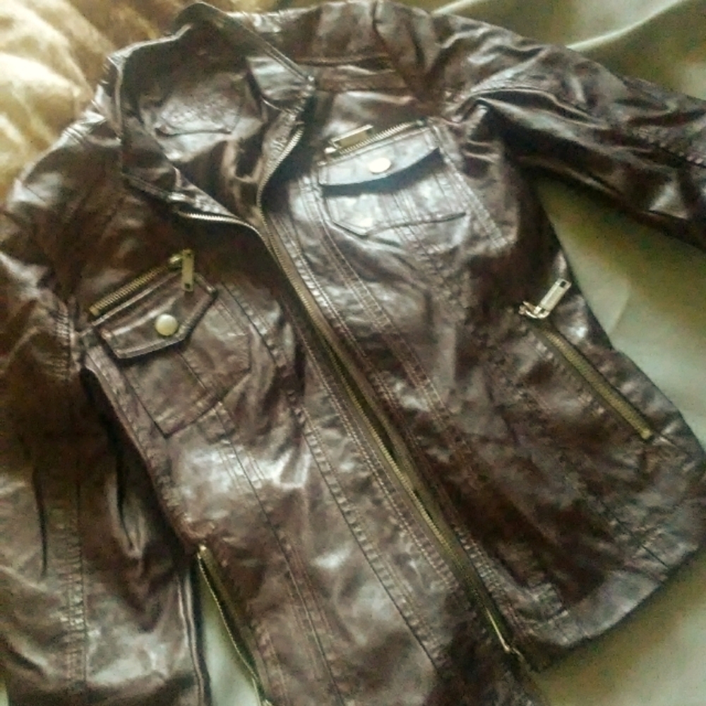 Brown faux leather jacket